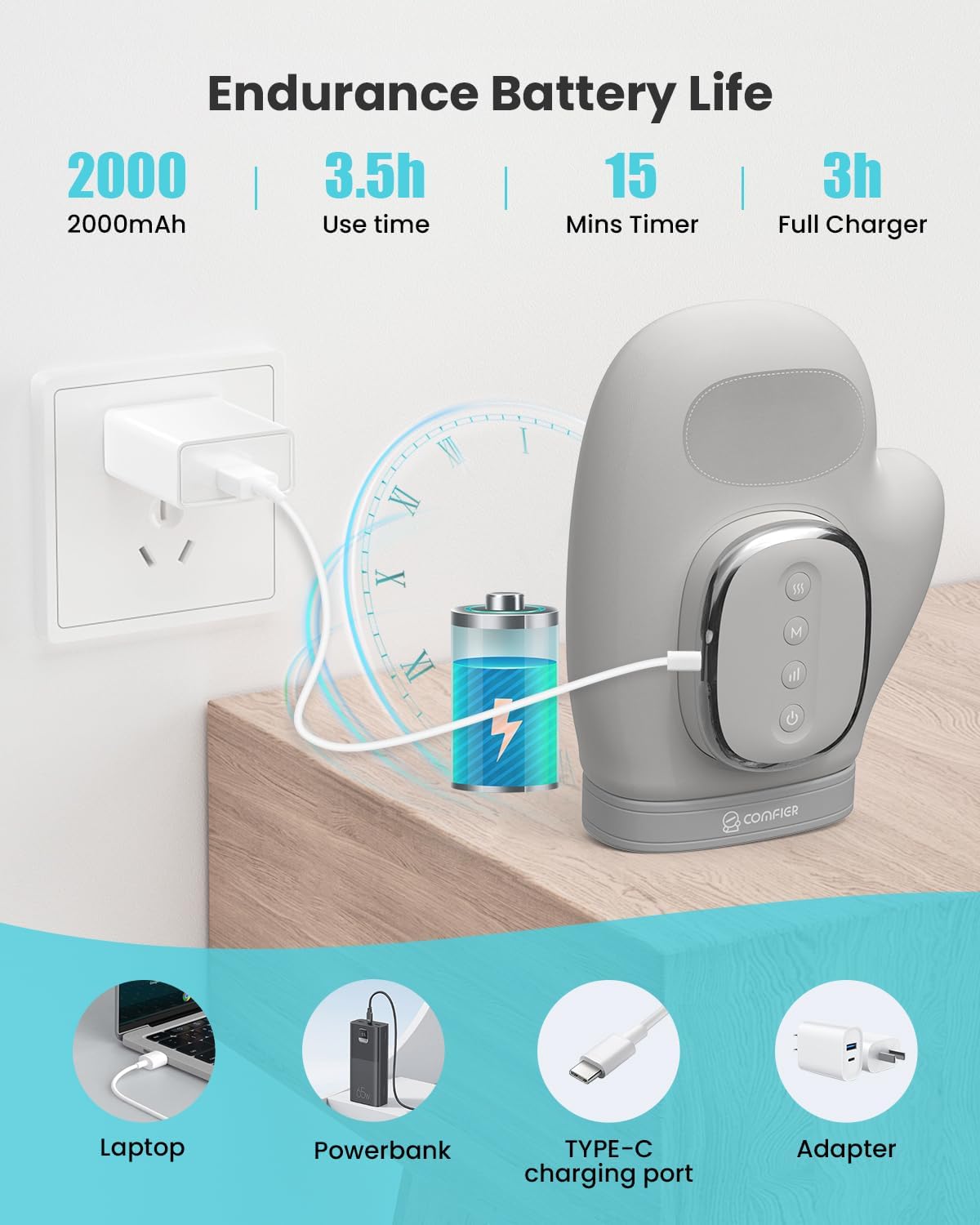 Cordless Hand Massager with Heat & Compression