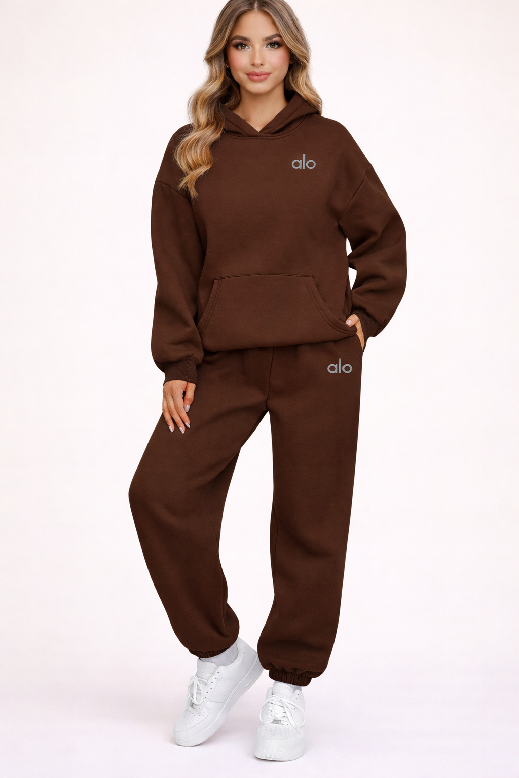 AIO Women’s Retro Minimalist Hoodie & Jogger Set – Cozy Fall Loungewear